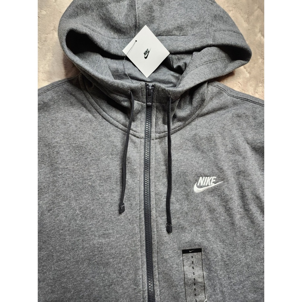 Nike Mens Sportswear Club Fleece Full Zip Hoodie Charcoal Grey Small